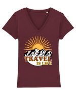 Travel Is Life Tricou mânecă scurtă guler V Damă Evoker