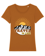 Travel Is Life Tricou mânecă scurtă guler larg fitted Damă Expresser