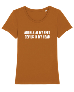 Angels Devils Tricou mânecă scurtă guler larg fitted Damă Expresser