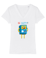 Be Happy! Tricou mânecă scurtă guler V Damă Evoker