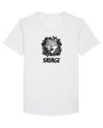 Savage Wolf Tricou mânecă scurtă guler larg Bărbat Skater