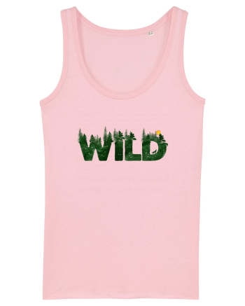 Wild - forest, wolf howling at moon Cotton Pink