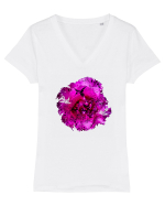 Trandafir si colibri Tricou mânecă scurtă guler V Damă Evoker