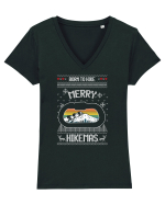 Born To Hike  Merry Hikemas Tricou mânecă scurtă guler V Damă Evoker