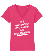 Alcohol and Bad Decisions relationship Tricou mânecă scurtă guler V Damă Evoker