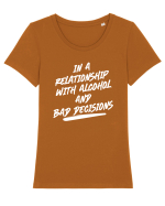 Alcohol and Bad Decisions relationship Tricou mânecă scurtă guler larg fitted Damă Expresser