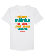 Mă dor mâinile de câte limbi străine vorbesc - V2 Tricou mânecă scurtă guler larg Bărbat Skater