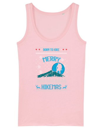 Merry Christmas Born To Hike Cotton Pink