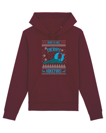 Merry Christmas Born To Hike Burgundy