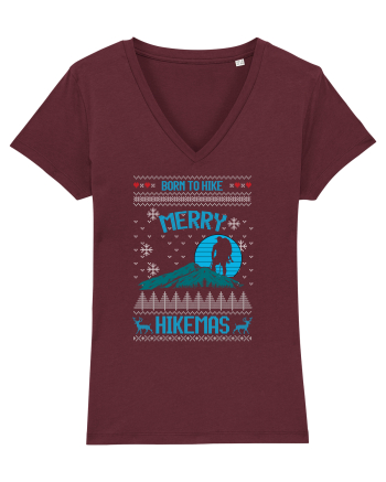 Merry Christmas Born To Hike Burgundy