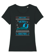 Merry Christmas Born To Hike Tricou mânecă scurtă guler larg fitted Damă Expresser