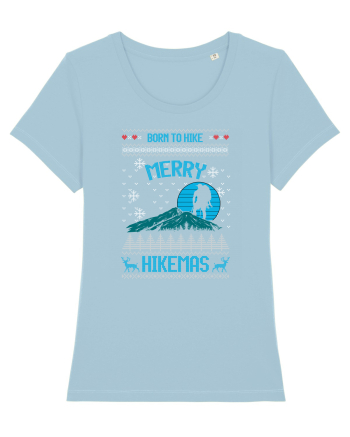 Merry Christmas Born To Hike Sky Blue