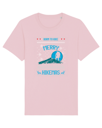 Merry Christmas Born To Hike Cotton Pink