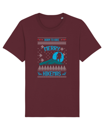 Merry Christmas Born To Hike Burgundy
