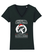 Merry Christmas Electrical Engineer Tricou mânecă scurtă guler V Damă Evoker