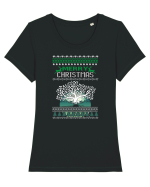 Merry Christmas Tricou mânecă scurtă guler larg fitted Damă Expresser