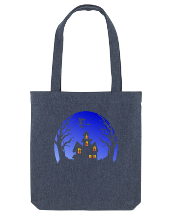 Halloween Blue Moon Scary House Midnight Blue