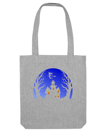 Halloween Blue Moon Scary House Heather Grey