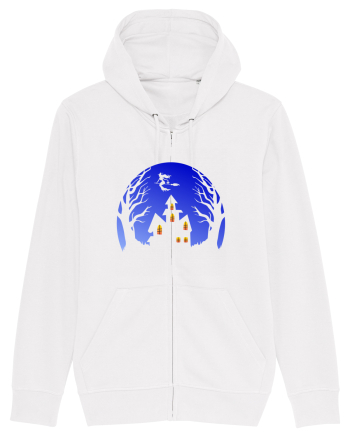 Halloween Blue Moon Scary House White