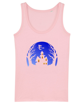 Halloween Blue Moon Scary House Cotton Pink