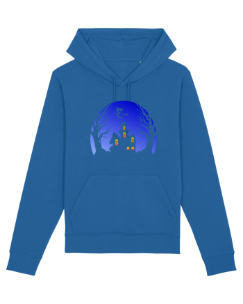 Halloween Blue Moon Scary House Royal Blue