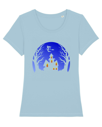 Halloween Blue Moon Scary House Sky Blue