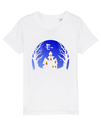 Halloween Blue Moon Scary House White