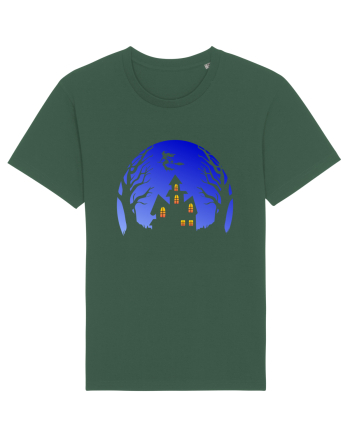 Halloween Blue Moon Scary House Bottle Green