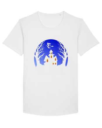 Halloween Blue Moon Scary House White