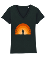 Halloween Creepy Sunset Tricou mânecă scurtă guler V Damă Evoker