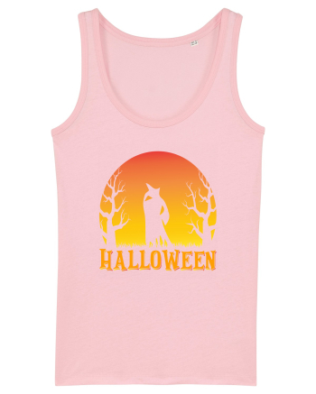 Halloween Night Witch Silhouette Cotton Pink