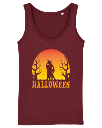 Halloween Night Witch Silhouette Burgundy