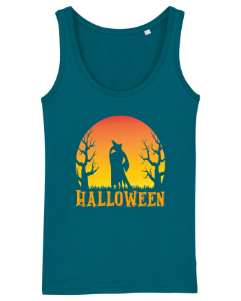 Halloween Night Witch Silhouette Ocean Depth