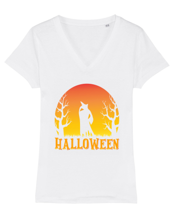 Halloween Night Witch Silhouette White