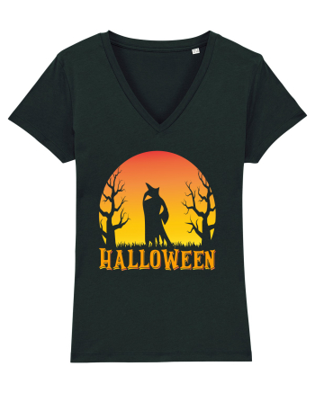 Halloween Night Witch Silhouette Black
