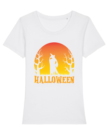 Halloween Night Witch Silhouette White