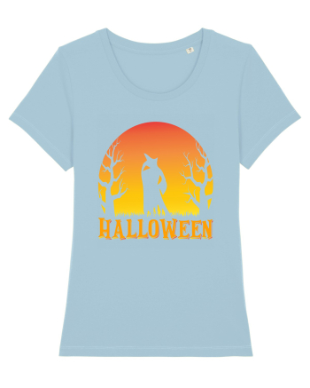 Halloween Night Witch Silhouette Sky Blue