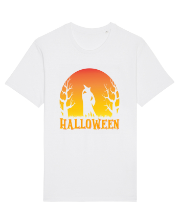 Halloween Night Witch Silhouette White