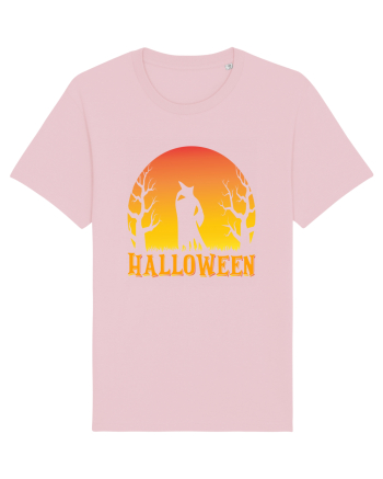 Halloween Night Witch Silhouette Cotton Pink