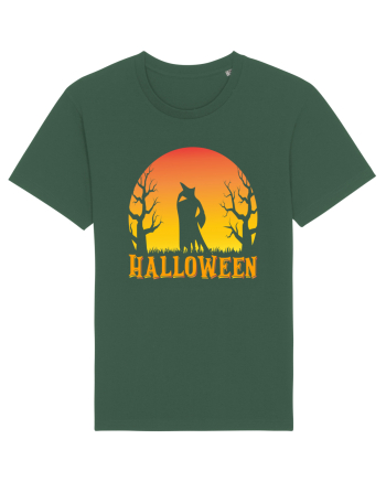 Halloween Night Witch Silhouette Bottle Green