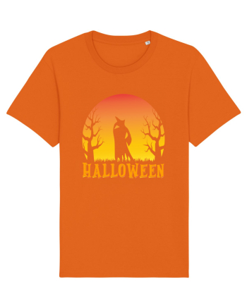 Halloween Night Witch Silhouette Bright Orange