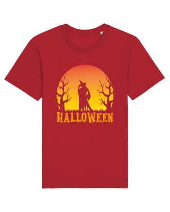 Halloween Night Witch Silhouette Red