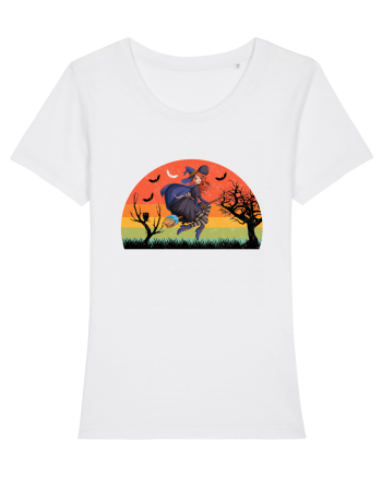 Sunset Broom Witch White