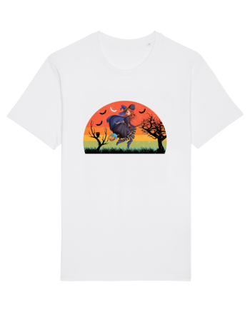 Sunset Broom Witch White