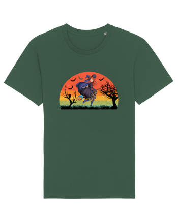 Sunset Broom Witch Bottle Green