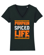 Pumpkin Spiced Life Tricou mânecă scurtă guler V Damă Evoker
