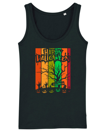 The Best Happy Halloween Vintage Tree Black