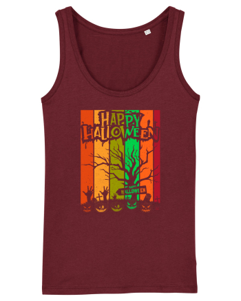 The Best Happy Halloween Vintage Tree Burgundy