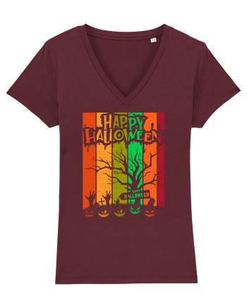 The Best Happy Halloween Vintage Tree Burgundy