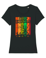 The Best Happy Halloween Vintage Tree Tricou mânecă scurtă guler larg fitted Damă Expresser